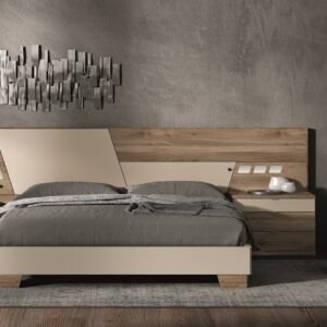 Dormitorio matrimonio cabecero asimétrico.
