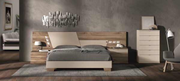 Dormitorio matrimonio cabecero asimétrico.