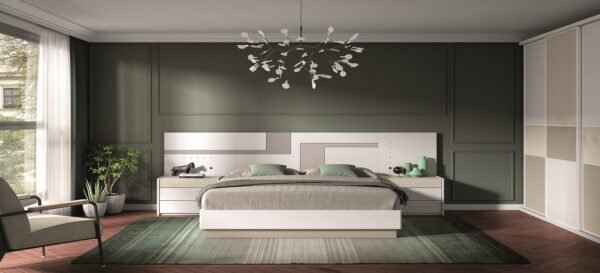 Dormitorio matrimonio blanco.