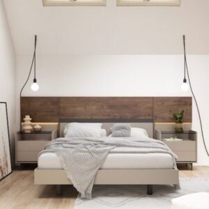 Dormitorio matrimonio acabados muy modernos.