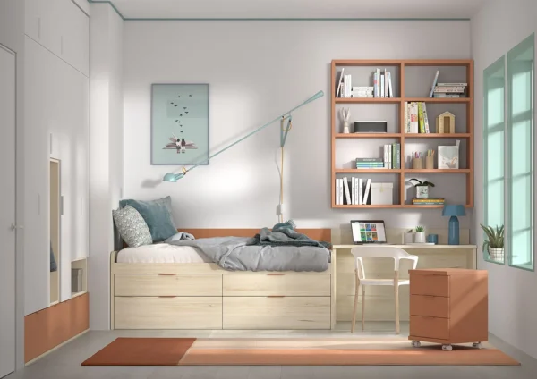Dormitorio compacto juvenil dos alturas