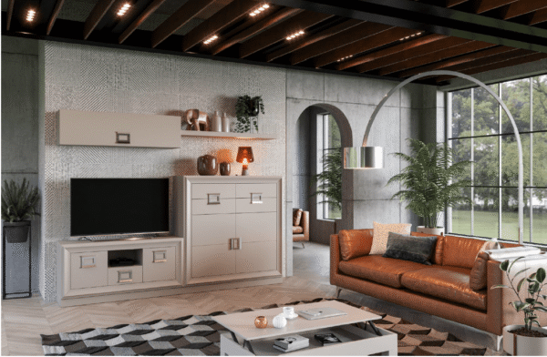 Salón roble  lacado arena